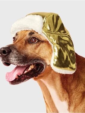 NWT Gold BOOTS & BARKLEY DOG PET PUFFER TRAPPER HAT accessory cute hat floppy